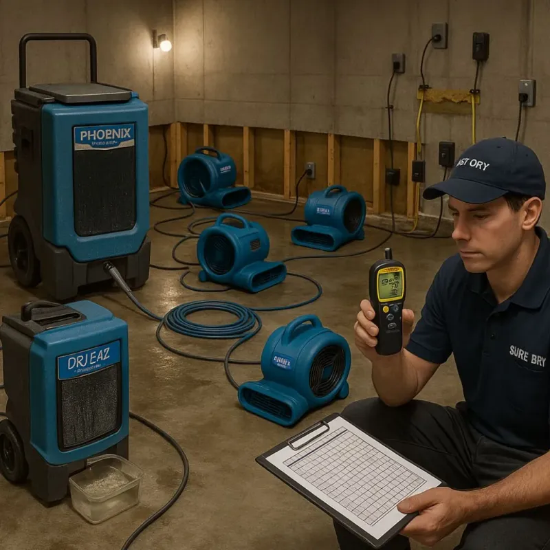 Structural Drying and Dehumidification process in Corsicana, TX